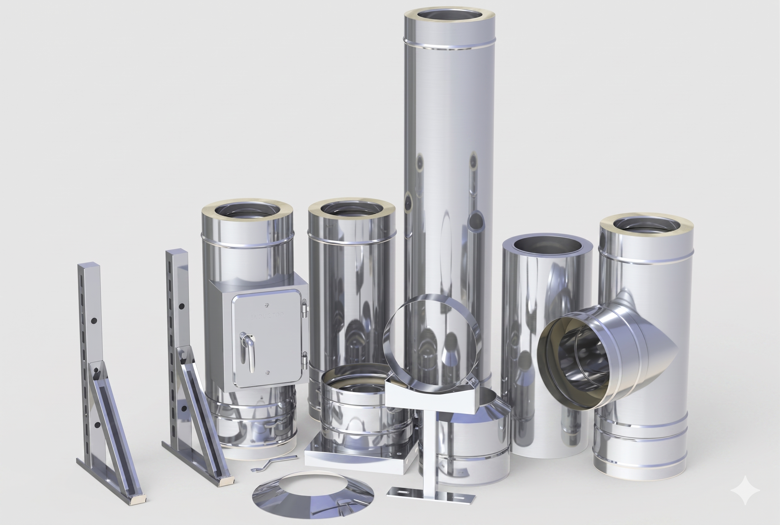Kominy dwuścienne, po lewej